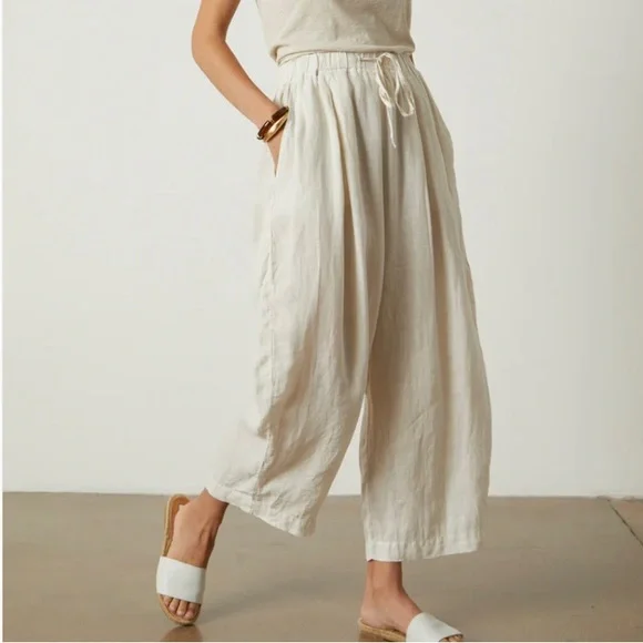 ISO: Velvet by Graham & Spencer Hannah wide leg linen pants in Beach size: small - Picture 1 of 2